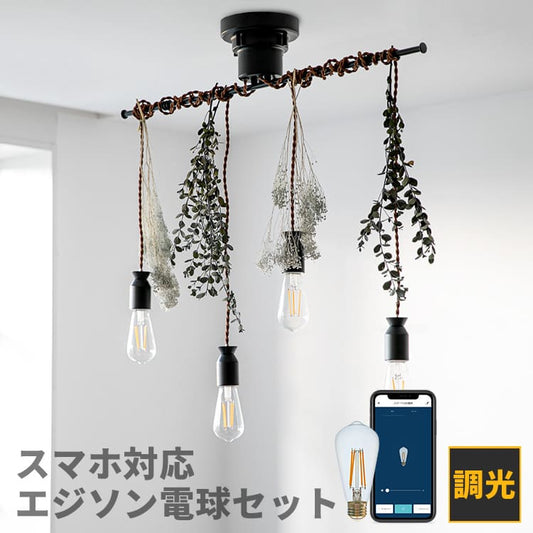 ペンダントライト 4灯 ルバート 本体+TOLIGOフィラメント電球