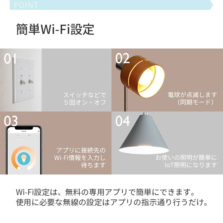 調光調色LED電球 TOLIGO 2.4G+wifi E17