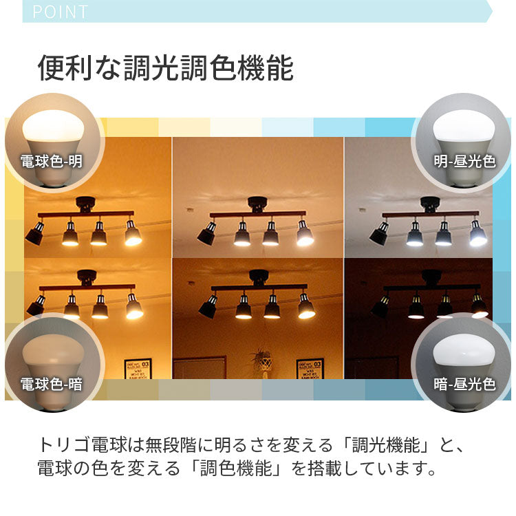 調光調色LED電球 TOLIGO 2.4G+wifi E17