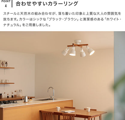 シーリングライト 4灯 ライトリーカイ（リモコン付） 本体＋LED電球