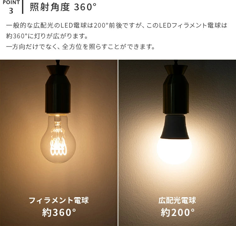LEDフィラメント電球 E26 非調光 ■電球色 3個セット