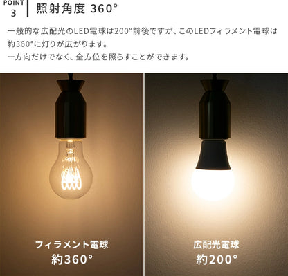 LEDフィラメント電球 E26 非調光 ■電球色 3個セット