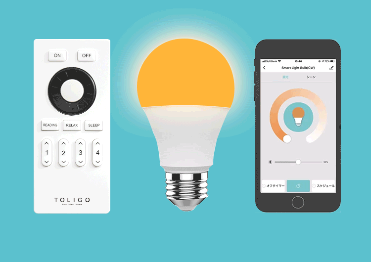 調光調色LED電球 TOLIGO 2.4G+wifi E26 ■2球セット